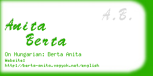 anita berta business card